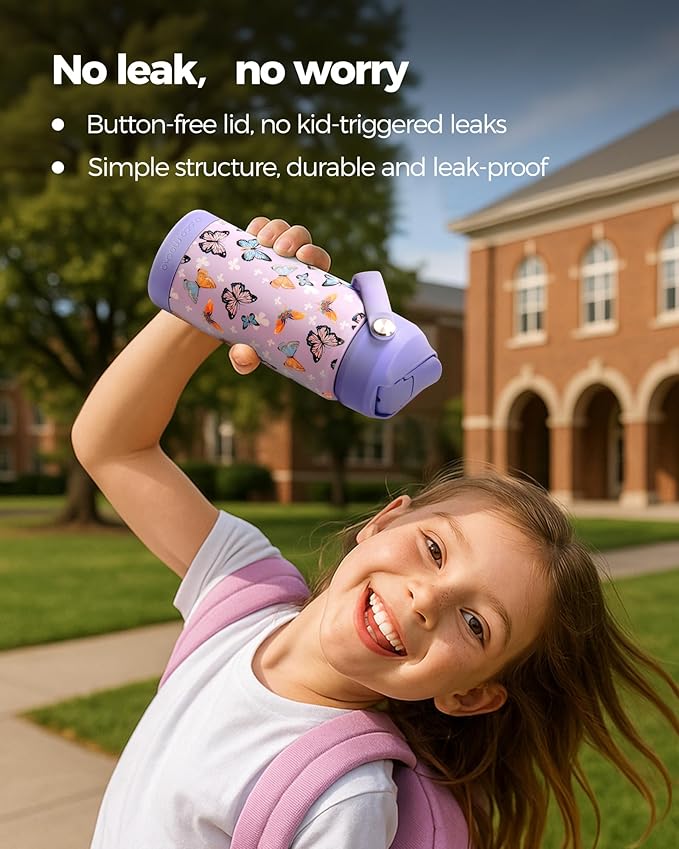 Choco Mocha Kids Water Bottle For School, Kids Insulated Water Bottle Stainless Steel for Girls,18Oz Red Strawberry