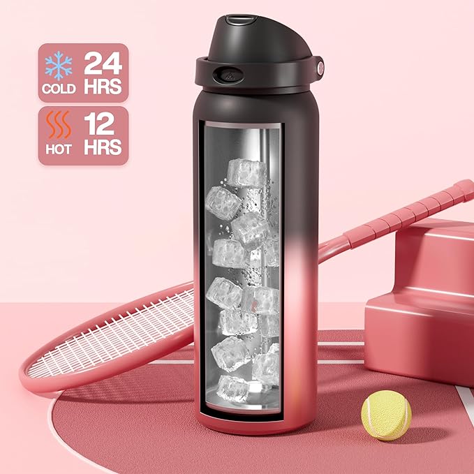 POWCAN 40 oz Stainless Steel Water Bottle: 2-in-1 Push-Button Spout & Quick-Flip Straw Lid, Leakproof, Keep Cold 24Hrs, BPA-Free, Insulated Water Bottle for Sports, School, Travel, Gym, Gift (Queen)