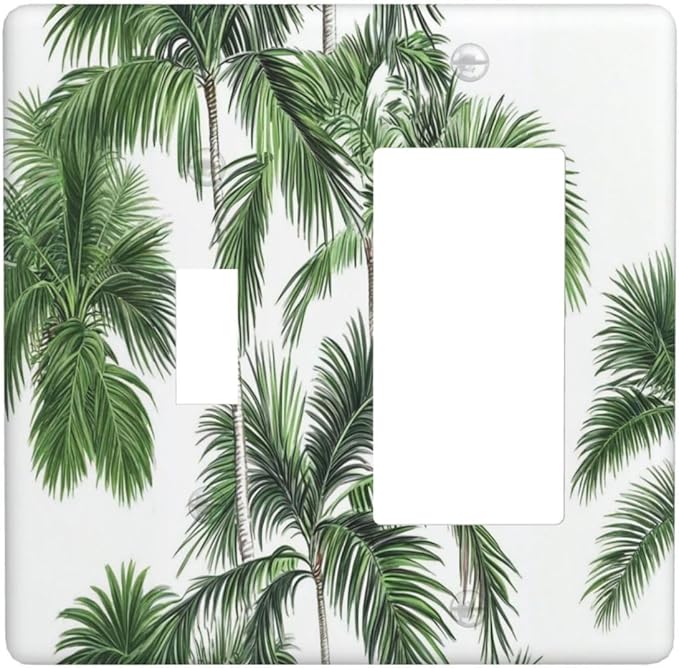 Outlet Covers Palm Trees Tropical Green Plant Palm Leaf 1 Toggle 1 Rocker Combination Decorative Wall Plate Electrical Switch Plates Light Switch Cover Plate For Bed Room Bathroom Decor