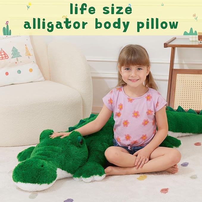 MorisMos 51inch Giant Alligator Stuffed Animal, Soft Huge Alligator Plush Toy, Big Stuffed Crocodile Gifts for Kids Boys Girls Brithday