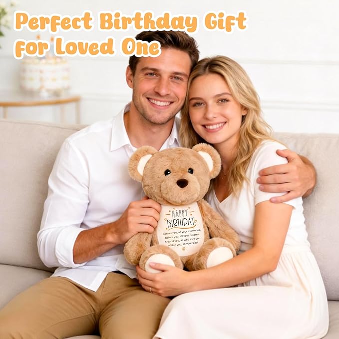 15" Birthday Teddy Bear with Inspirational Message – Soft Plush Keepsake for 18th, 21st Birthday Gifts for Daughter, Son, Friends & Grandkids