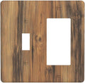 Outlet Covers Vintage Rustic Country Brown Wood 1 Toggle 1 Rocker Combination Decorative Wall Plate Electrical Switch Plates Light Switch Cover Plate For Farmhouse Cabin Decor