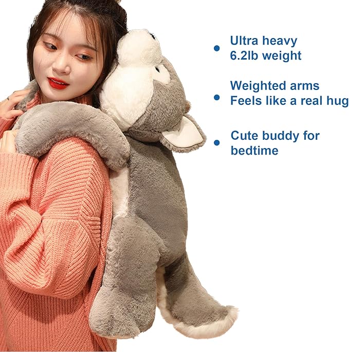 Doireum Weighted Stuffed Animals, 3.3 lbs Weighted Husky Stuffed Animal Plush Toy Cute Huskies Plush Animals Throw Pillow Gifts for Boys Girls, 19.6 inch