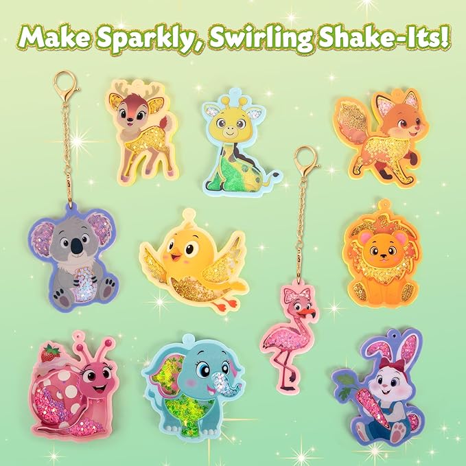 Shake-its Glitter Craft Kits, DIY Art Kit for Kids - Fun Shake Art Supplies, Creative Arts and Crafts Activity Gifts for Girls & Boys Ages 4 5 6 7 8 9 (Animals Friends)