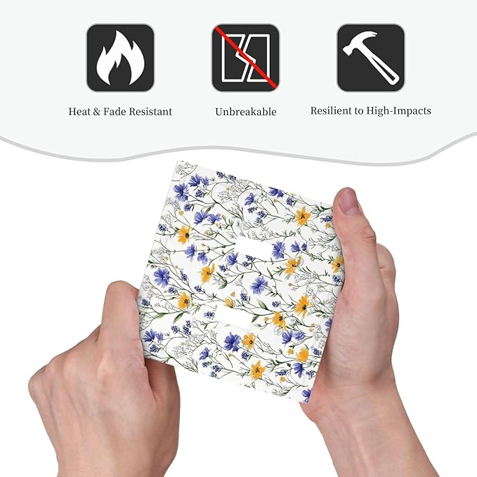 Decorative Switch Plates Floral Colorful Green Leaf Wildflower 2 Gang Double Toggle Outlet Light Switch Cover Wall Plate Electrical Faceplate For Bed Room Living Room Decor