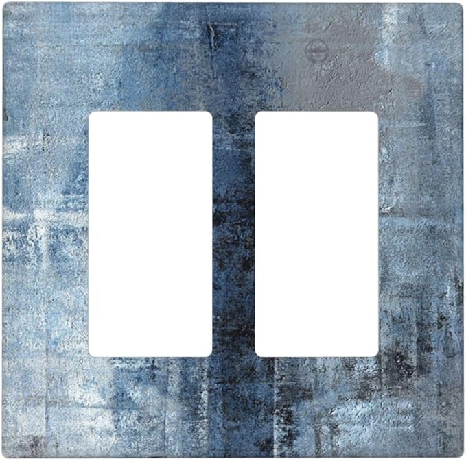 Outlet Covers Navy Blue Gray Abstract Ink Painting 1 Gang Duplex Light Switch Cover Plate Decorative Wall Plates Electrical Switchplate Receptacle for Bathroom Bedroom Decor（2 Pack）