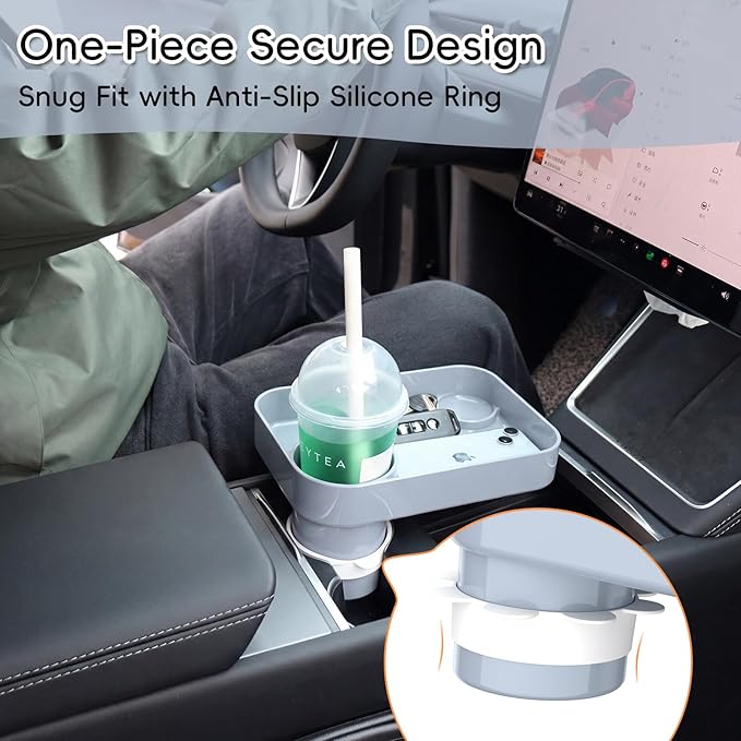 Kids Car Seat Tray, Travel Tray with Cup Holder for Toddler Baby, Kids Car Seat Food Snack Organizer for Road Trip, Stroller Snack Organizer Travel Must Haves Toddler Must Haves (Light Gray, 2 Packs)