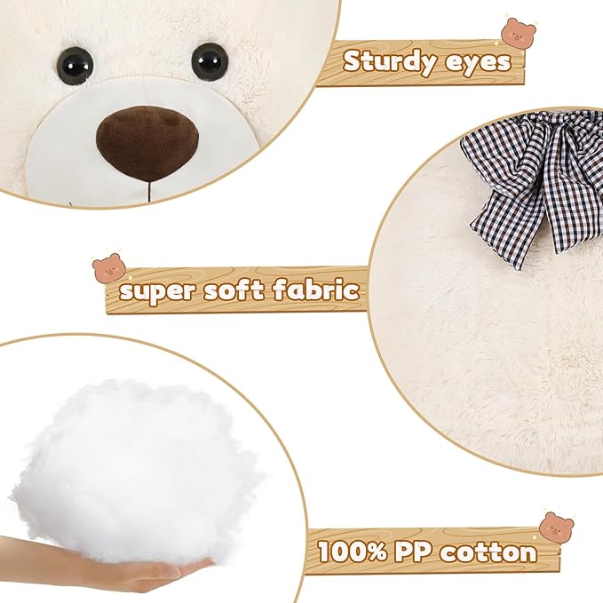 Toys Studio 71 inch Extra Large Teddy Bear Jumbo Plush White Toy Big Polar Bear Stuffed Animal Lifesize Gift Decorations for Girlfriend Girls Women Wife Christmas Birthday Valentines Day