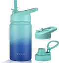 Mininoo Insulated Kids Water Bottle, 12 oz Stainless Steel Water Bottle Kids with Straw Lid and Chug Lid for Girls, Boys (Sky/Blue)