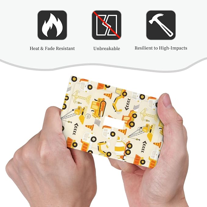 Decorative Light Switch Cover Plate Construction Vehicle Yellow Trucks Diggers 1 Gang Single Toggle Wall Plates for Electrical Outlet Covers Switch Plate Covers Faceplate for Home Decor