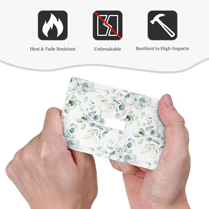 Watercolor Spring Sage Green Eucalyptus Leaves Plant Nature Herb Botanical Floral 1 Gang Electrical Single Toggle Device Switch Wall Plate Jumbo Size Decorative Outlet Light Switch Cover Faceplate
