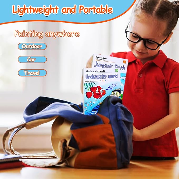 JUNQIU 4Pack Paint with Water Books for Kids, Watercolor Painting Coloring Books for Toddlers, Magic Paint Set, Arts and Crafts for Girls Gifts, Stocking Stuffers For Kids