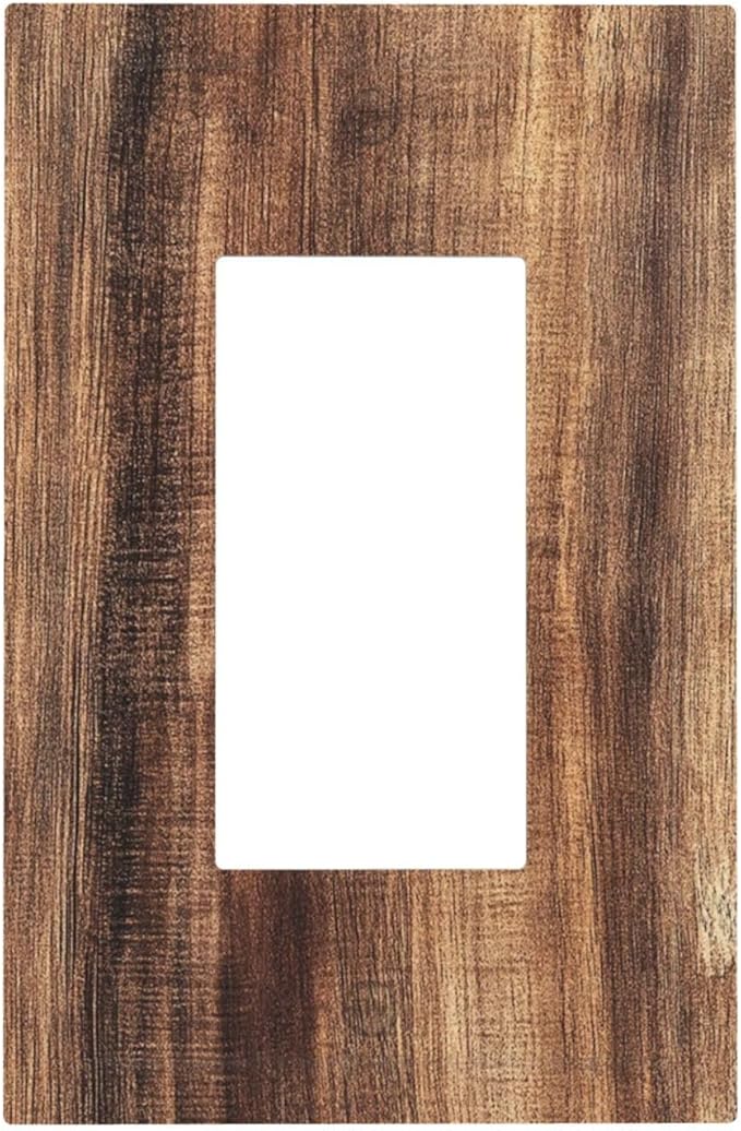 Decorative Outlet Covers Vintage Rustic Brown Wood Grain 1 Gang Single Rocker Light Switch Cover Plate Wall Plates GFCI Faceplate for Bedroom Farmhouse Decor