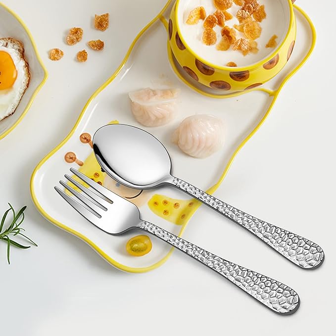 LIANYU 8-Piece Toddler Silverware Set, Includes 4 Spoons and 4 Forks for Kids, Stainless Steel Kids Utensils Children Flatware Set, Child Preschooler Cutlery Set, Dishwasher Safe