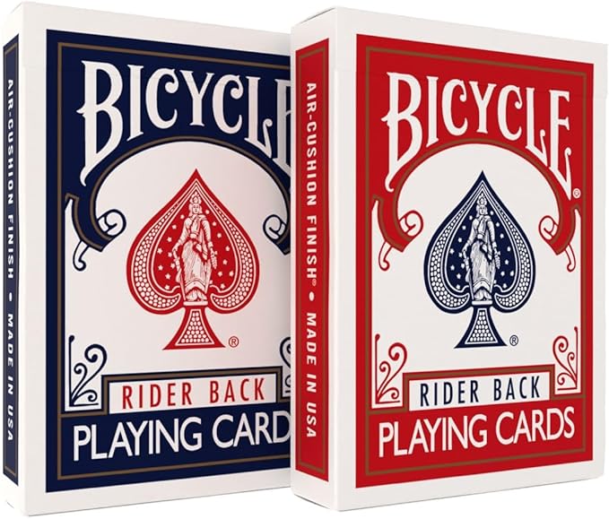 Bicycle Rider Back Standard Index Playing Cards, 12 Pack Bulk Set, Classic Poker Size Decks of Cards for Poker, Blackjack, Rummy, and Family Card Games, Red & Blue Backs