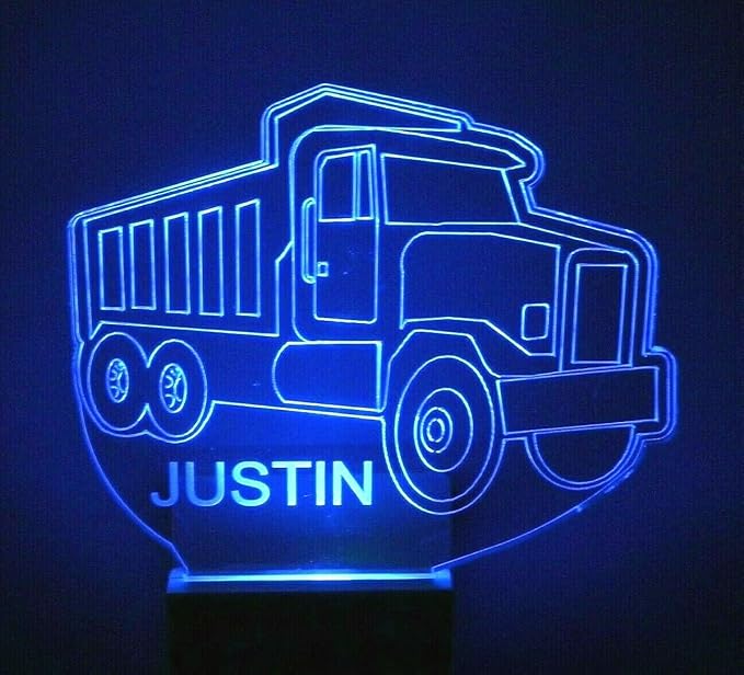 Night Light Multi Color Personalized LED Plug-in, Ultra-Slim Touch Night Light Smart Dusk to Dawn Sensor, Kids Children's Bedroom Kitchen Bathroom Hallway Play Room Variations (Dump Truck Paving)