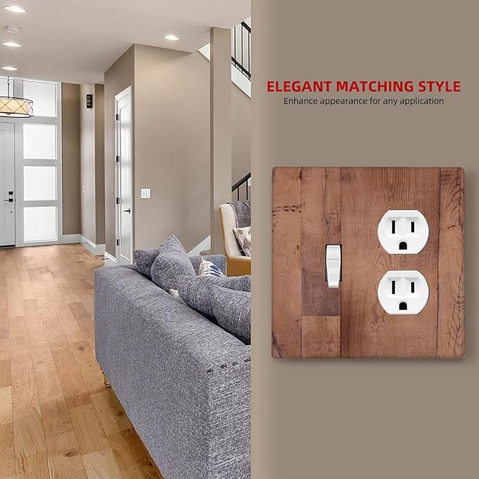 Rustic Brown Dark Wood Texture Printing Wallplates 1 Toggle 1 Duplex Switch Plate Electrical Gfci Faceplate Decorative Light Switch Covers For Farmhouse Cabin Decor