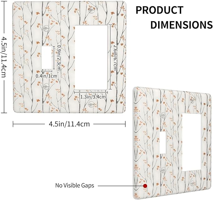 Boho Floral Watercolor Tree Branch Flower Minimalist Outlet Covers 1 Toggle 1 Rocker Combination Decorative Wall Plate Electrical Switch Plates Light Switch Cover Plate for Bedroom Living Room Decor