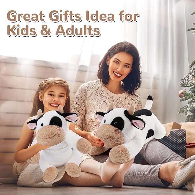 gnomantic Cow Weighted Stuffed Animals - 28 Inch 5.0 Pounds Weighted Plushies Cow Stuffed Animals - Large Plush Pillow - Cute Plush Toys Gifts for Kids & Adults (28" 5.0 lbs)
