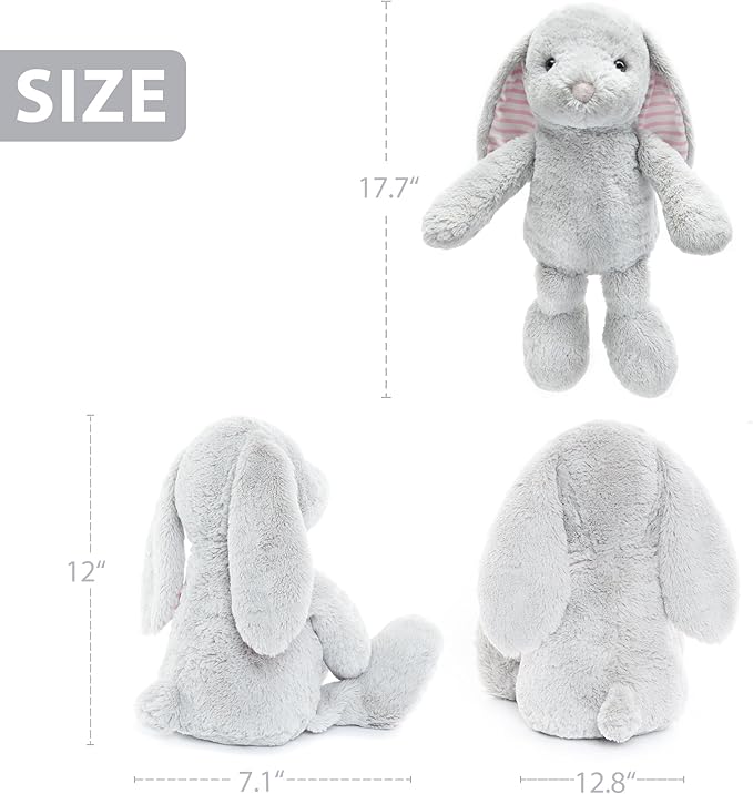 WEIGEDU Gray Bunny Rabbit Stuffed Animals Plush Toys for Kids Girls Boys Baby Birthday Bedtime Gift, 17.7 inches