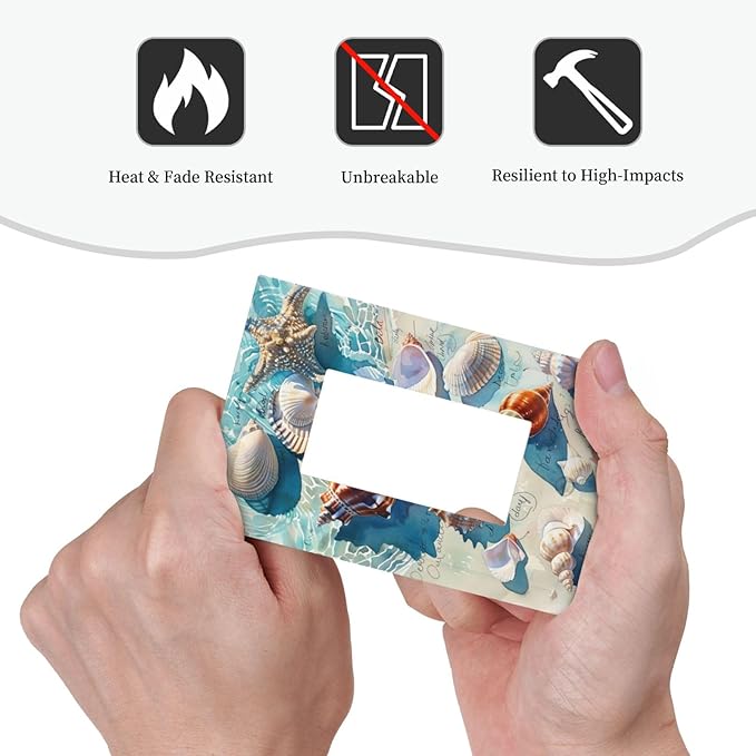Decorative Outlet Covers Ocean Waves Starfish Conch Scallop Shell 1 Gang Single Rocker Light Switch Cover Plate Wall Plates Gfci Faceplate For Kids Room Nursery Decor