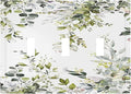 Eucalyptus Sage Green Leaf Plant Floral Decorative Switch Plates 3 Gang Wall Plate Triple Toggle Light Switch Cover Faceplate Electrical Wall Panels for Bedroom Living Room Decor