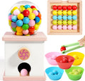QimuMku 9.6" Wooden Gumball Machine Counting Montessori Toys for 3 4 5 Years Old Boys Girls, Toddler Preschool Learning Activities Toy for Kids Ages 4-8, Birthday Gifts Sensory Toys