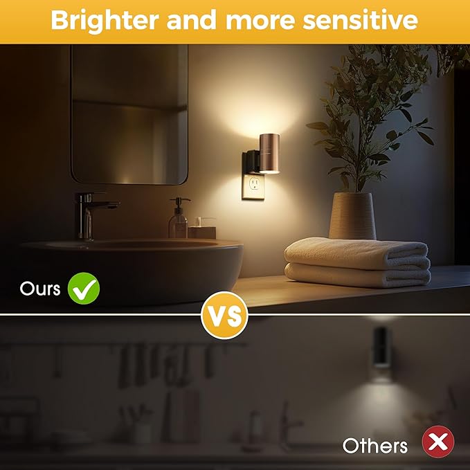 L LOHAS LED Night Light, 2 Pack Night Lights Plug into Wall, Automatic Dusk to Down Nightlight, 3000K Soft White 0-100LM Dimmable Modern Nightlight for Kids Bedroom Hallway