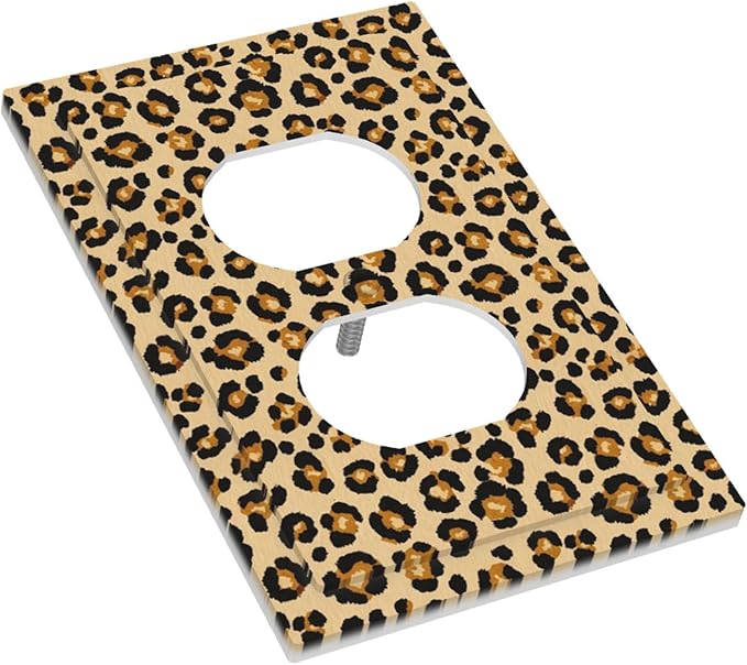 Classic Leopard Print Duplex Wall Plate - 1-Gang Standard US Size Retro 90s Wild Safari Outlet Covers, Bold Leopard Spots for Bedroom or Vanity
