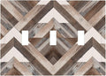 Polygon Collage Abstract Shapes Rustic Wood Panel Print Decorative Switch Plates 3 Gang Wall Plate Triple Toggle Light Switch Cover Faceplate Electrical Wall Panels for Farmhouse Bedroom Decor