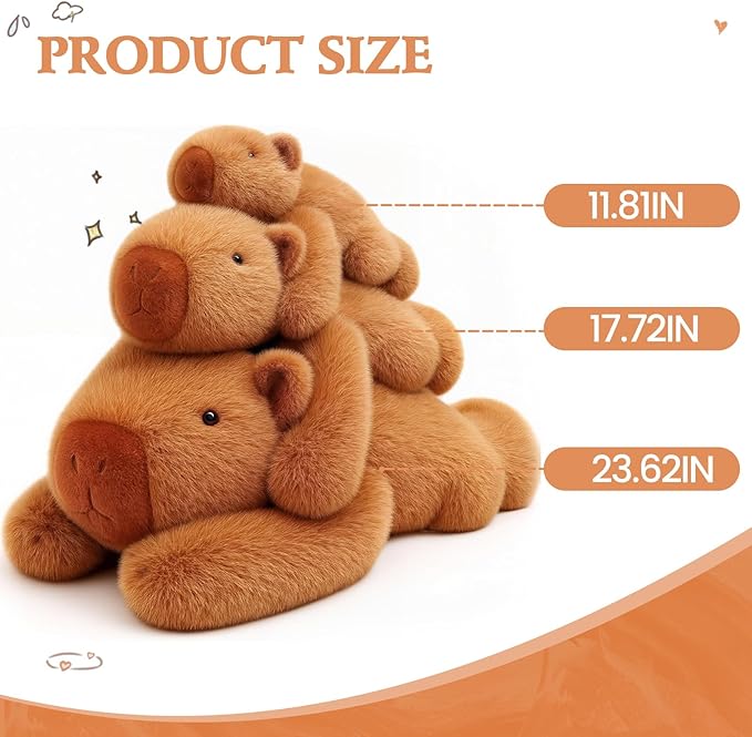 Weighted Capybara Plush Toy, Super Soft Heavy Stuffed Animal Pillow for Kids & Adults, Cute Capybara Plushie for Cuddling, Stress Relief Comfort Toy, Birthday 12in