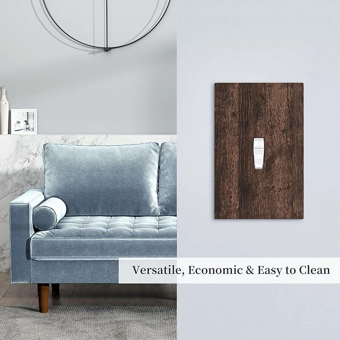 Light Switch Cover Plate Rustic Brown Wood Plank Retro Wooden Board 1 Gang Wall Plate Cover Single Toggle Outlet Covers Decorative Switch Plate Covers Electrical Faceplate for Farmhouse Home