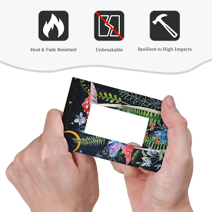 Gothic Moth Mushroom Starry Moon Night Butterfly Boho 1 Gang Single Decorator/Rocker Wall Plate Light Switches GFCI Electrical Device Face Switchplate Plug Cover for Dimmers, Receptacle, USB Outlet