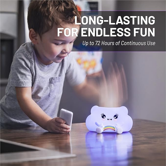 Lumipets Cloud Squishy Night Light for Kids | Soft Silicone Bedside Mood Lamp with Remote & Tap Control | Rechargeable Color Changing Night Light for Boys & Girls | Portable Nightlight with USB Cord