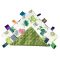 Baby Tags Soft Plush Snuggle Small Security Blanket with Colorful Tags Comfort Appease Towel Taggy Lovey Frog Minky Dot Blanket - 9 x 9 inches - Green