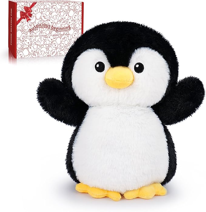 Penguin Microwavable Heating Pad-1.2lb Heating Pads for Cramps &Period Pain Relief for Women & Kids,Soft Pillow Plush Toy, Coolable & Heatable Weighted Stuffed Amimals, Birthday Gift for Women Kids