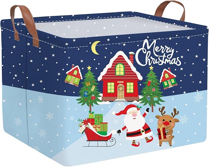 Rectangular Christmas tree Basket,Nursery Hamper,Waterproof and foldable Tree Basket Baby Storage Bin,Toy Organizer,Boy and Girls Christmases Room Decor(Christmas)