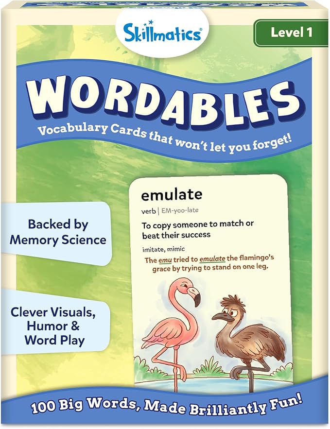 Skillmatics Vocabulary Flash Cards for Kids - Learn 100 Words with Wordplay, Visuals, & Soundplay, Educational Gift for Ages 8, 9, 10 & Up, Screen-Free Language Game