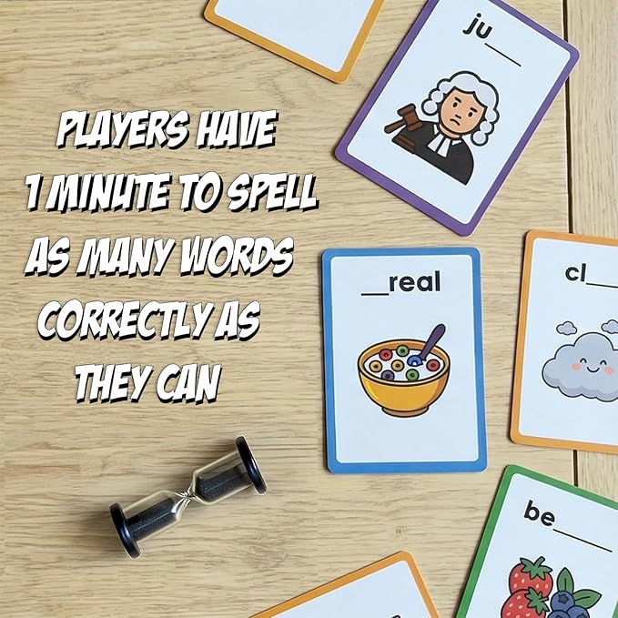 Spelling Game for Kids Ages 5-10, Phonics Game, Educational Learning Game for 1st, 2nd, 3rd, 4th Grade Teachers, Classrooms or Homeschool, Learn to Spell Words, Dyslexia Friendly Literacy Flashcards