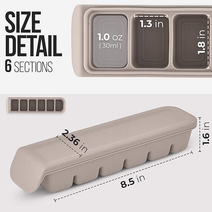 Silicone Ice Cube Freezer Tray with Lid, 100% Food-Grade Platinum Silicone,Leak Resistance & Dishwasher Safe for Baby Food Prep,Breast Milk,Purees - Korean Made (4 Sets 1 oz/6 Sections)