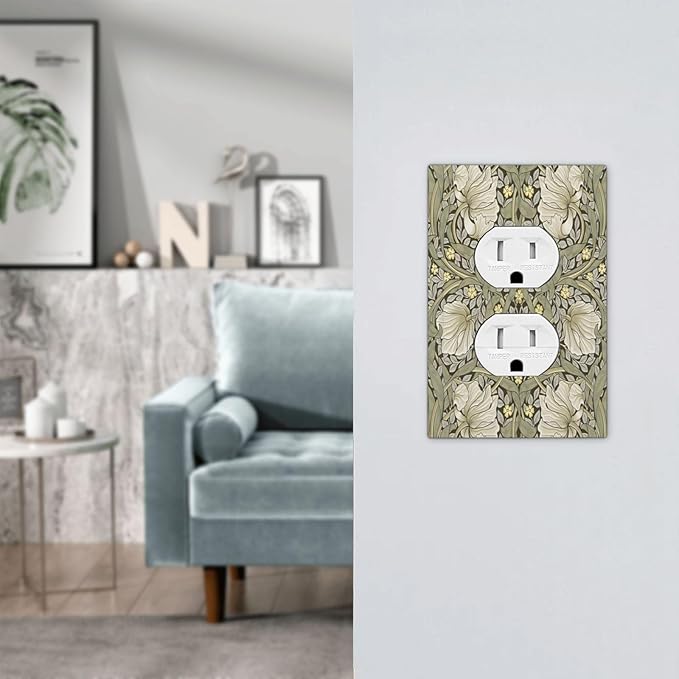 William Morris Pimpernel Flowers Plant Floral Outlet Covers 1 Gang Duplex Light Switch Cover Decorative Switch Plates Electrical Receptacle Faceplate Wall Plate for Farmhouse Living Room Decor