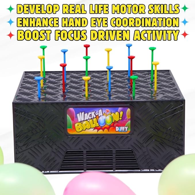 Wack A Balloon Party Edition Pop Game for Kids and Adults, Interactive Balloon Popping Party Gift for Game Night, Family Fun and Classrooms, Ages 4+