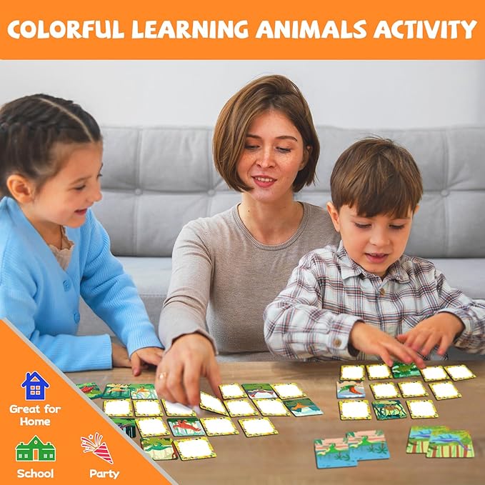 zheyistep 100 PCS Dinosaur Matching Game for Kids Toddlers Memory Game, Toddler Match Dinosaur Games Concentration Card Game for Boys Girls Preschool Learning Activities