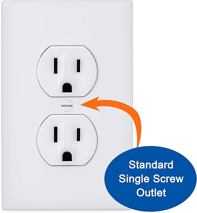 6-Pack Safety Innovations Self-Closing (1Screw) Standard Outlet Covers - An Alternative To Wall Socket Plugs for Child Proofing Outlets, (Espresso)