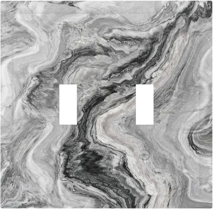 Beautiful Grey Marble Texture Simple Abstract Print Decorative Switch Plates 2 Gang Double Toggle Outlet Light Switch Cover Wall Plate Electrical Faceplate for Bathroom Kitchen Decor
