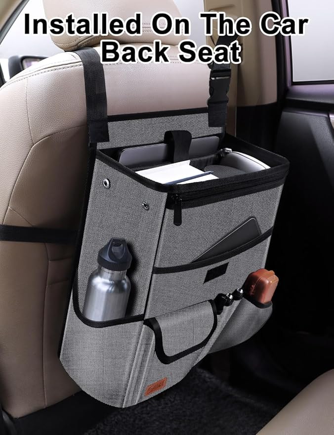 Smof Car Organizer for Front Seat, Passenger Seat, Backseat - Hanging Car Seat Storage Organizer,Multiple Pockets Car Seat Organizer with Separately Pokect for Laptop, Cup Holde & Travel Accessories