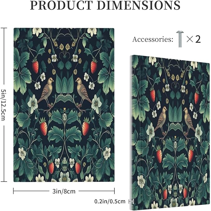 Light Switch Cover Plate Strawberry Birds Flowers Plant Morris Floral 1 Gang No Device Blank Electrical Wall Plates Faceplate Decorative Switch Plate for Bedroom Farmhouse Decor