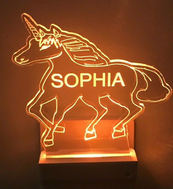 MIRROR MANIA Night Light Multi Color Personalized LED Plug-in Ultra-Slim Touch Night Light Smart Dusk to Dawn Sensor Kids Children's Bedroom Kitchen Bathroom Hallway Play Room Variations (Unicorn)