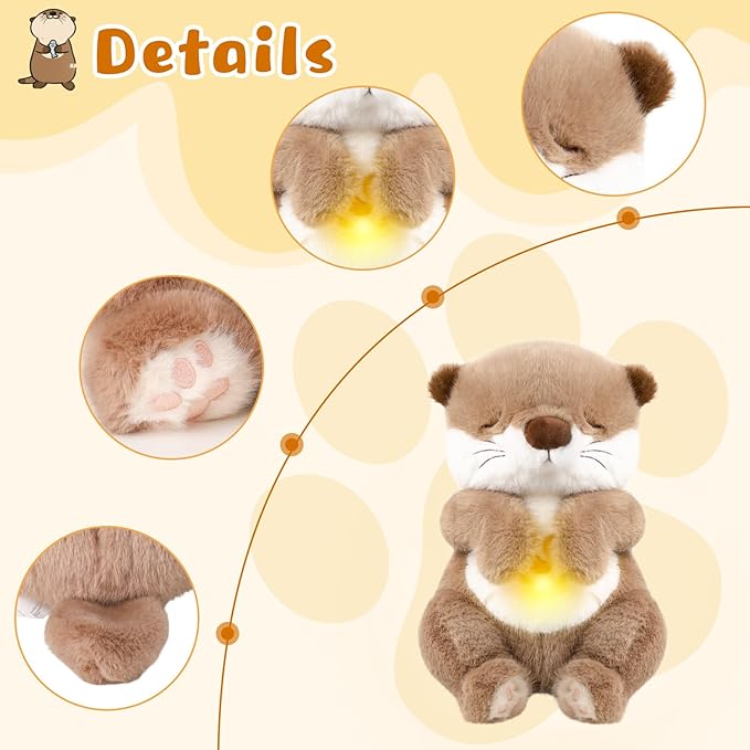 Baby Comfort Otter Breathing Stuffed Animal Buddy-Fur Real Pets Plush Sound Machine with Music, Warm Lights, Peaceful Moments for Kids & Adult | Peluche Que Respira