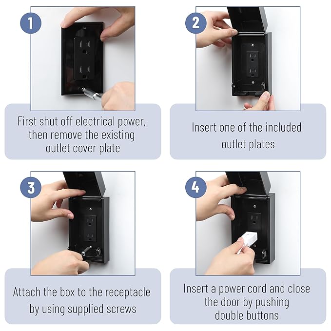 Bates - Baby Safety Outlet Cover Box, Black, Outlet Covers Baby Proofing, Plug Covers for Electrical Outlets